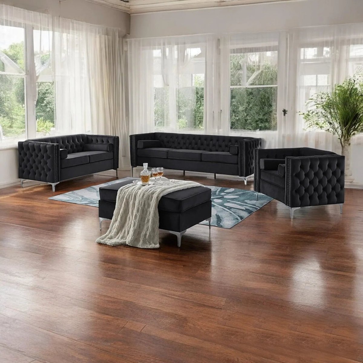 CosmicHomesCA's tweet image. Brett 3-Piece Sofa Set With Ottoman &amp;amp; Velvet Upholstery - Midnight Black
Sectional Sofa comfort, metallic legs, and a versatile storage ottoman—style meets function like never before.
📞+1 226 883 3111
📍 cosmichomescanada.com/products/brett…
#StatementSeating #VelvetLuxe