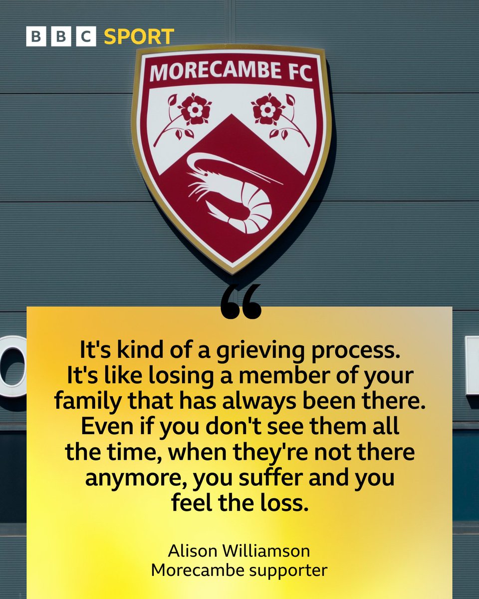 Morecambe FC faces the imminent prospect of shutting down due to a deepening financial crisis, with owner Jason Whittingham's failure to sell the club leading to suspension from the National League.

The impact for the fans, players and staff is enormous.