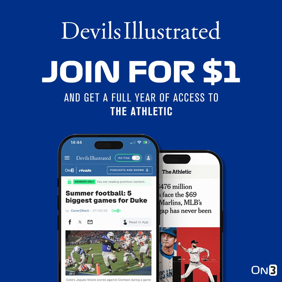 Fall camp updates, basketball open practice, waiting for first '26 recruiting domino -- never a better time to sign up!

Join Devils Illustrated now for $1 your first week and enjoy a complimentary year of The Athletic – included with your membership.

on3.com/sites/devils-i…