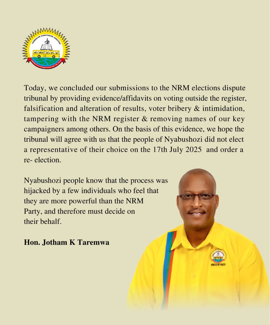 Team Jotham Taremwa for Nyabushozi 2026 (@teamjt2026) on Twitter photo 📌📌
<a href="/NRMOnline/">NRM Party</a> 
<a href="/KagutaMuseveni/">Yoweri K Museveni</a> 
<a href="/mkainerugaba/">Muhoozi Kainerugaba</a> 📌📌
<a href="/NRMOnline/">NRM Party</a> 
<a href="/KagutaMuseveni/">Yoweri K Museveni</a> 
<a href="/mkainerugaba/">Muhoozi Kainerugaba</a>