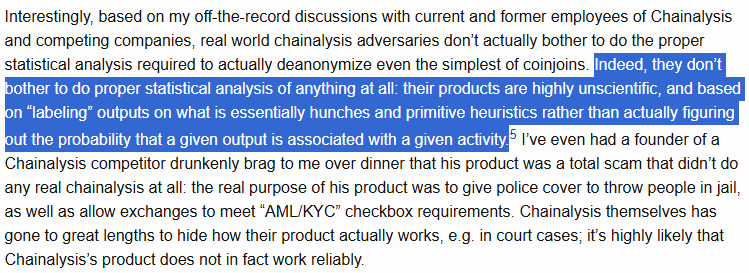 Asher Hopp (@asherhopp) on Twitter photo The CFPB's 2022 contract notice (ID# 9531CB22R0009) provides some insight into how the US government thinks about chainalysis.
I'm deeply suspicious of such heavy reliance on the "labeling" approach after <a href="/peterktodd/">Peter Todd</a>'s discussion of the topic in his coinjoin analysis blog post. The CFPB's 2022 contract notice (ID# 9531CB22R0009) provides some insight into how the US government thinks about chainalysis.
I'm deeply suspicious of such heavy reliance on the "labeling" approach after <a href="/peterktodd/">Peter Todd</a>'s discussion of the topic in his coinjoin analysis blog post.