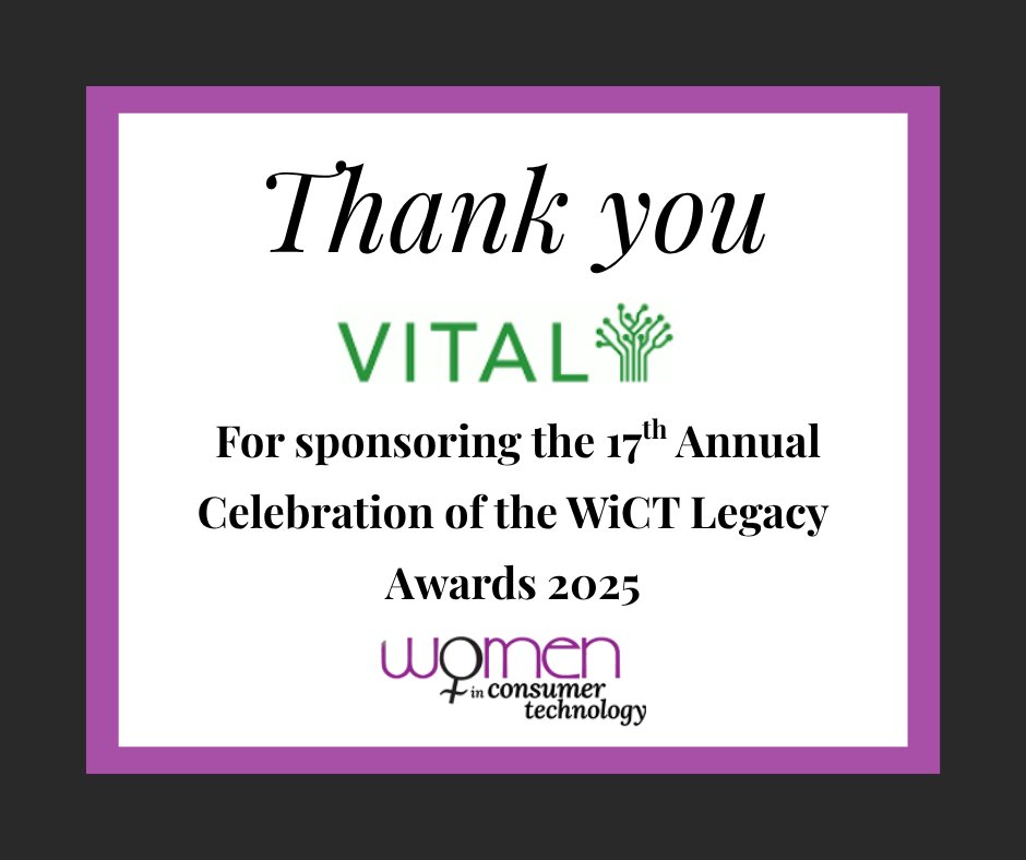 We’re excited to spotlight VITAL as a Silver Sponsor of the 2025 Legacy Awards! 🎟️ Don’t miss your chance to attend this inspiring evening — get your tickets today! #WiCT #VITAL #LegacyAwards2025 #CEDIA2025 #CEDIAExpo