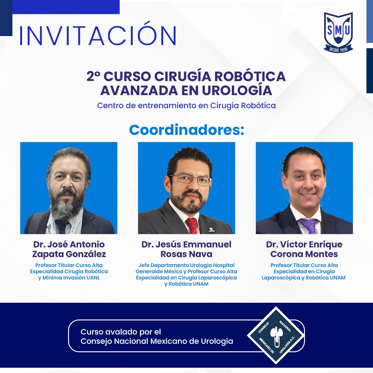 👨‍⚕️🔬 Te invitamos al 2° Curso de Cirugía Robótica Avanzada en Urología, una experiencia académica de alto nivel diseñada para profundizar en las técnicas quirúrgicas más innovadoras y efectivas en la práctica urológica moderna.

📌 Fecha: 16-18 octubre, 2025.
📍 Sede: Hospital
