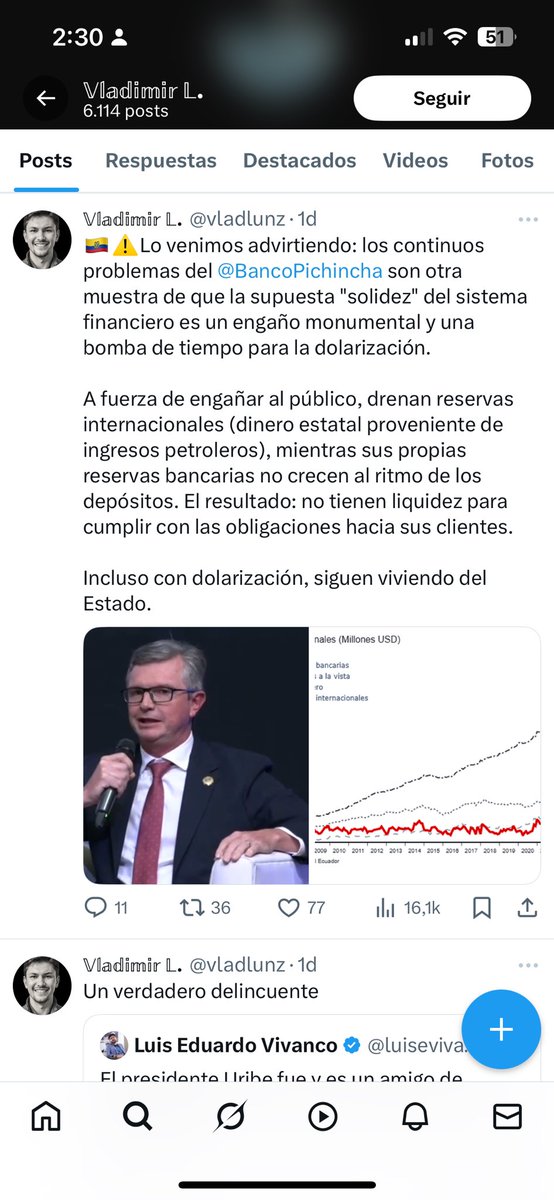 rodolfoasar's tweet image. Toma 5 minutos encontrar las cuentas que en X están echando gasolina a la hoguera sobre el problema de la app del Banco Pichincha.

“Falta de liquidez”, “feriado bancario”, “peligra la dolarización” dicen estos tuits. Todos seguidores adivinen de quién.

Exactamente: de Nerón 🙄