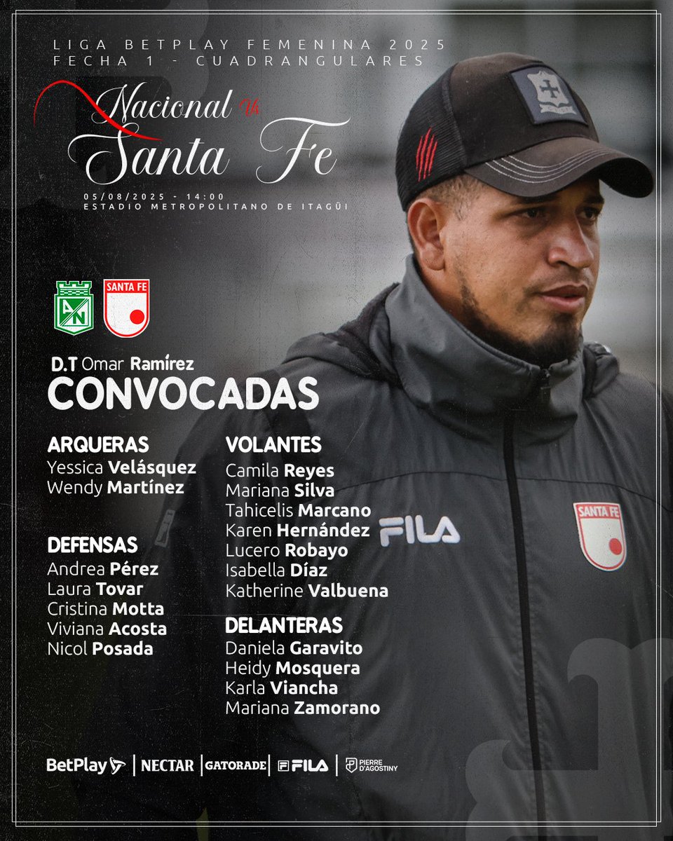 Estas son las Leonas 𝗰𝗼𝗻𝘃𝗼𝗰𝗮𝗱𝗮𝘀 por el DT Omar Ramírez 🦁 para la Fecha 1 del Cuadrangular B.

#VamosSantaFe 🇮🇩