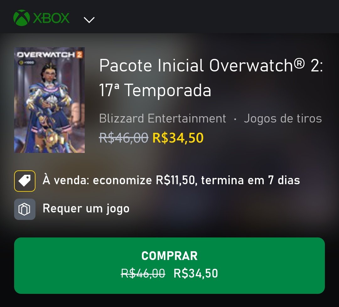 Nova promoção do pacote inicial da 17ª temporada de Overwatch 2, exclusivo para Xbox.

Termina em 7 dias.

Via - <a href="/Proto_VI/">Proto VI</a>

#Overwatch #Overwatch2