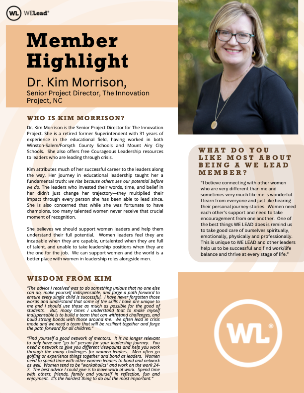 Meet Dr. Kim Morrison, WE Lead member and outstanding leader! <a href="/AASAHQ/">AASA</a>  <a href="/NAESP/">National Assoc. of Elementary School Principals</a>  <a href="/NASSP/">National Assoc. of Secondary School Principals</a> womenedleaders.com/become-member #welead #womenleaders #EDUcators