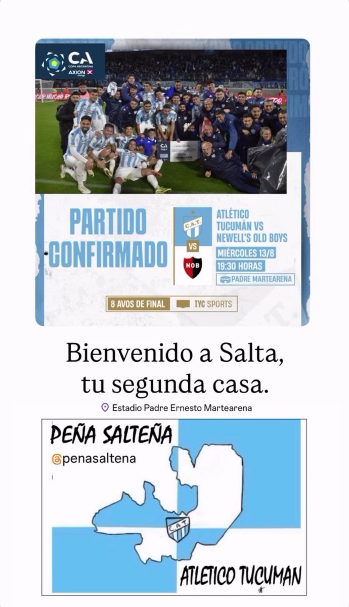 SaltenaJose's tweet photo. Bienvenido @ATOficial a Salta, tu segunda casa. https://t.co/oZosrwfr9Q