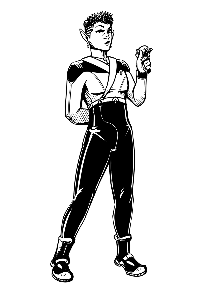 long_spider's tweet photo. Which of the following uniform designs looks the most like that of a "generic Scifi Federation Officer" one could use in a Scifi project?

I'm considering making a Stock Art Pack of humans &amp; aliens wearing a common costume to release alongside the eventual "Scifi Stock-Art Pack" https://t.co/kdHpTbZcgU