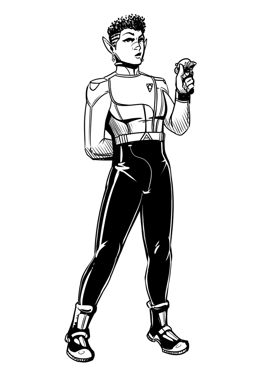 Which of the following uniform designs looks the most like that of a "generic Scifi Federation Officer" one could use in a Scifi project?

I'm considering making a Stock Art Pack of humans &amp; aliens wearing a common costume to release alongside the eventual "Scifi Stock-Art Pack"