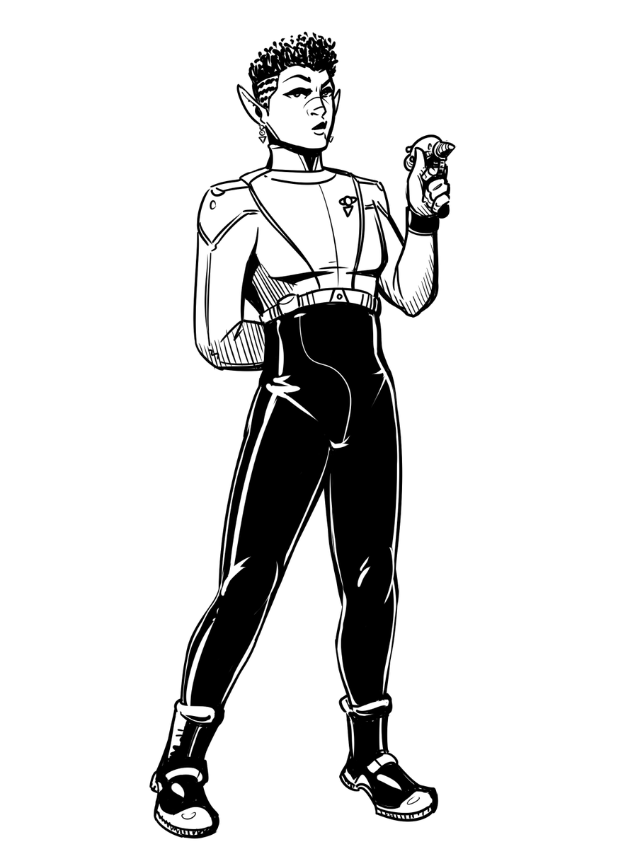 long_spider's tweet photo. Which of the following uniform designs looks the most like that of a "generic Scifi Federation Officer" one could use in a Scifi project?

I'm considering making a Stock Art Pack of humans &amp; aliens wearing a common costume to release alongside the eventual "Scifi Stock-Art Pack" https://t.co/kdHpTbZcgU