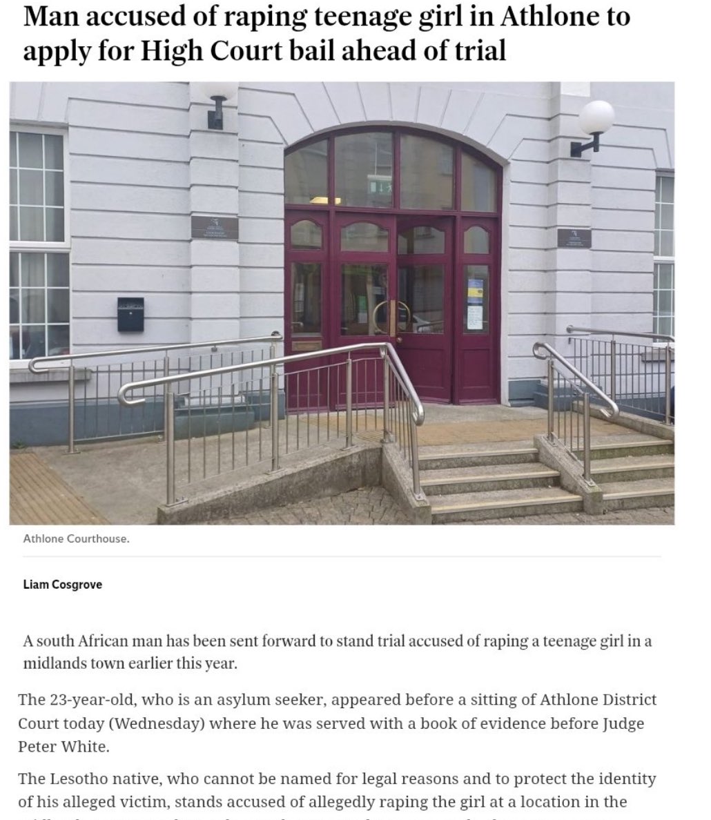 real_eire's tweet image. Athlone 

23 year old asylum seeker has been charged with raping a teenage girl in Athlone.