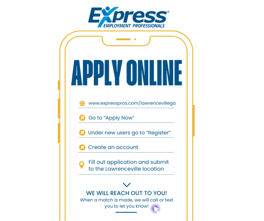 Ready for your next job? Apply online today with Express Employment Professionals in Lawrenceville and let opportunity find YOU! 💼✨