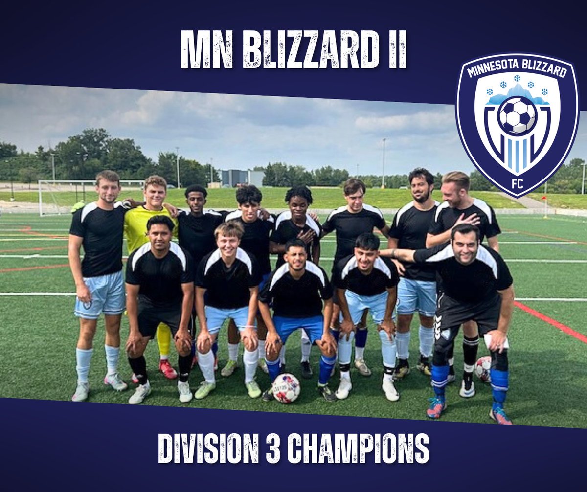 🏆 CHAMPIONS! 🏆

The MN Blizzard Reserve Team wrapped up the season with their 12th win, capturing the MASL 3rd Division title! Hard work paid off, and now we’re headed to 2nd Division in 2026!

Huge congrats to the squad! ❄️🔥
#MNBlizzardFC #BlizzardReserves #LeagueChampions