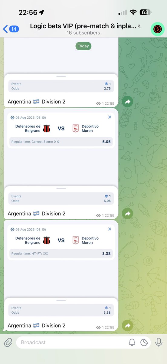 TheLogicBets's tweet image. Today&apos;s tips from VIP

Argentina 🇦🇷 Division 2

Correct Score 0:0

Halftime Full-time X/X

First Half Correct Score 0:0

Let&apos;s Go ✅✅✅✅✅