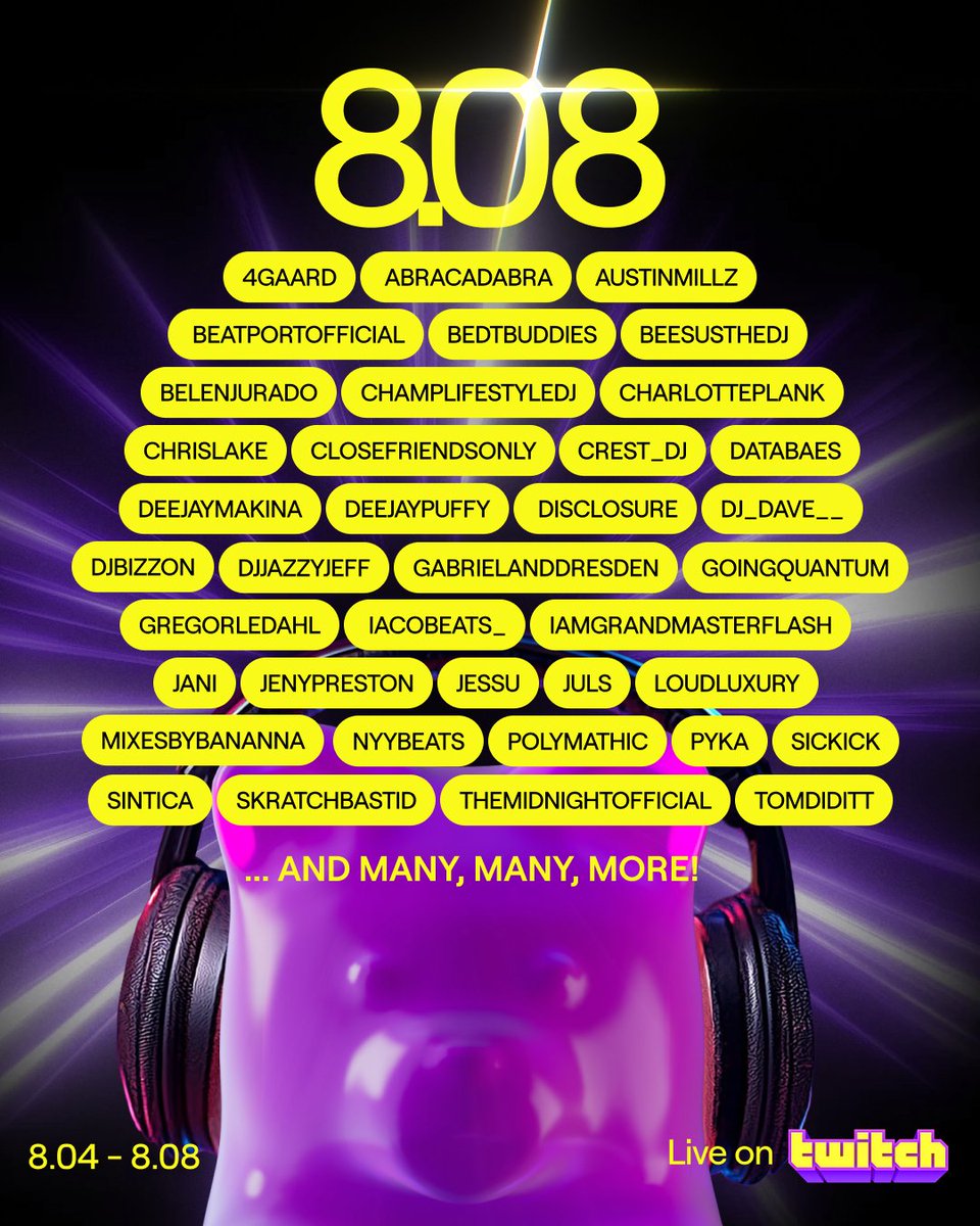 8.08 on Twitch is BACK to celebrate one year of being the official home of live DJs! We’ll be bumping the bop-boppiest beats in the DJs Category from 8.04-8.08; who’s set are you hype for?