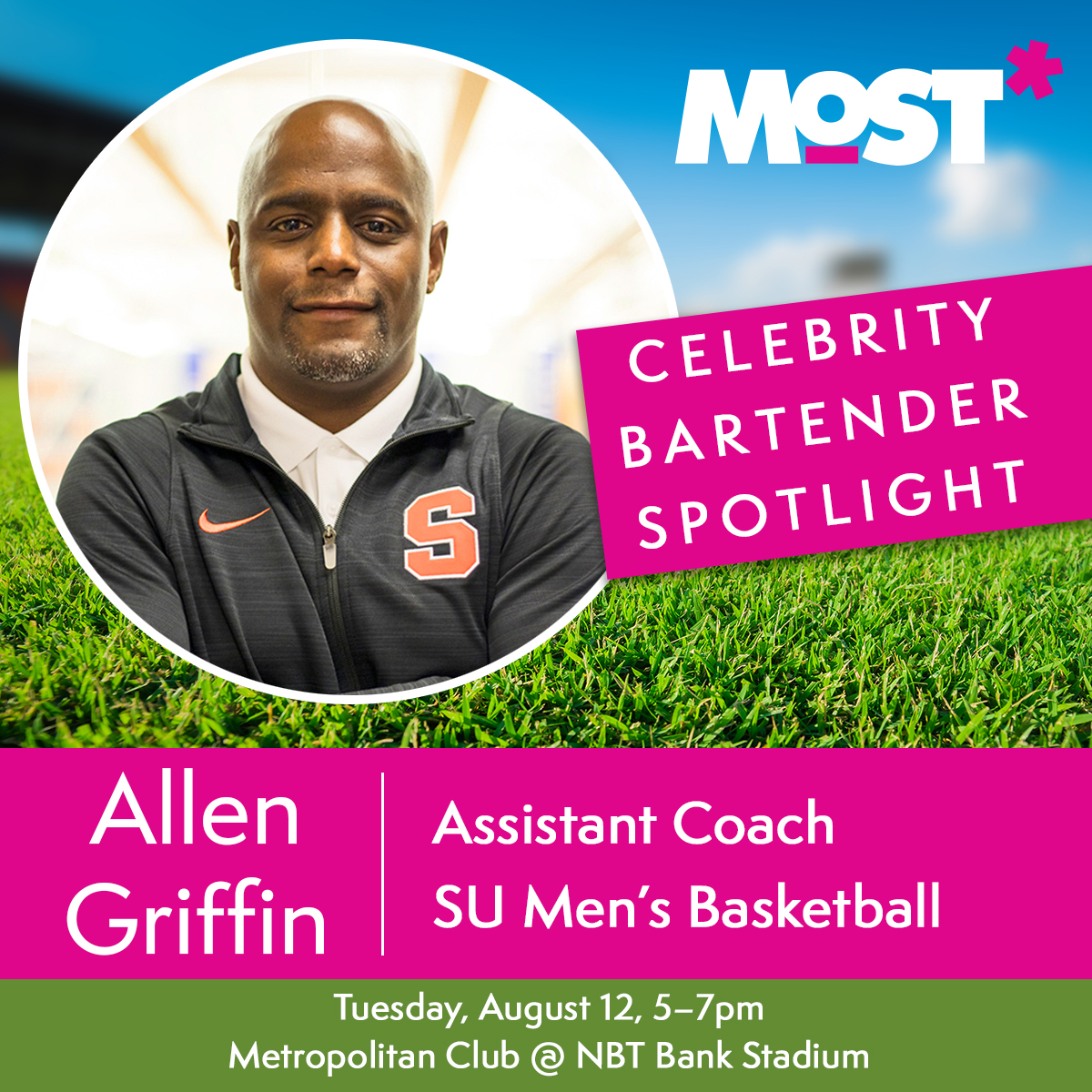MOST (@mostsyracuse) on Twitter photo ๐บCelebrity Bartender Spotlight! ๐ <a href="/coach_griffin1/">Allen Griffin</a> is an assistant coach for <a href="/Cuse_MBB/">Syracuse Menโs Basketball</a>, helping the team reach the NCAA Sweet 16 twice and an additional NCAA Tournament berth since joining in 2017. ๐บCelebrity Bartender Spotlight! ๐ <a href="/coach_griffin1/">Allen Griffin</a> is an assistant coach for <a href="/Cuse_MBB/">Syracuse Menโs Basketball</a>, helping the team reach the NCAA Sweet 16 twice and an additional NCAA Tournament berth since joining in 2017.