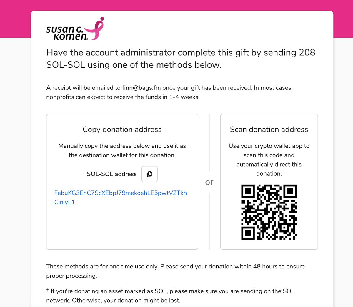 fckcancerorg's tweet photo. We just donated $35,000 (208 SOL) to @SusanGKomen to F*CK $CANCER.

Thank you to @finnbags, @ramyobags and @BagsApp for the help! Finn will send us the receipt when he gets it, we'll reply with it below.

F*CK CANCER

https://t.co/pDqNiMfWH9 https://t.co/BMgUAlReH6