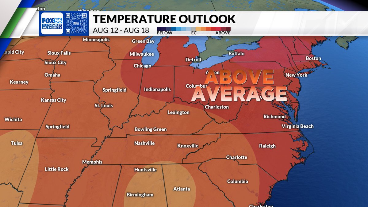 Justin Esterly - Fox 56 Weather (@justinesterlywx) on Twitter photo We're crawling back into the heat, slowly but surely.
Into Mid-August expect warmer than average temperatures across the board!
#kywx <a href="/FOX56News/">FOX 56 News (WDKY)</a> We're crawling back into the heat, slowly but surely.
Into Mid-August expect warmer than average temperatures across the board!
#kywx <a href="/FOX56News/">FOX 56 News (WDKY)</a>
