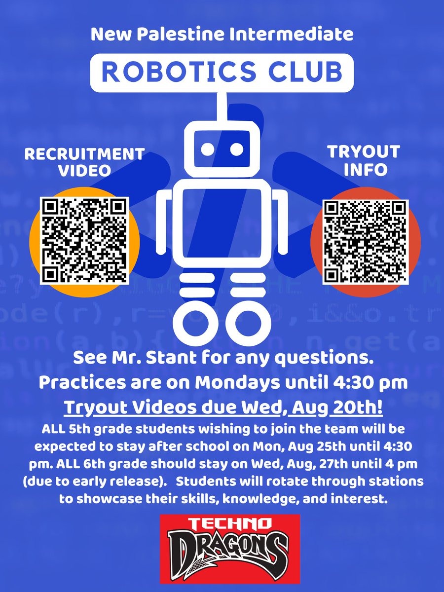 Heather Yount (@npicounselor) on Twitter photo Be In The Know! Interested in Robotics at NPI? <a href="/NewPalCS/">New Palestine Community Schools</a> <a href="/NPIntermediate/">New Palestine Intermediate</a> #newpalproud Be In The Know! Interested in Robotics at NPI? <a href="/NewPalCS/">New Palestine Community Schools</a> <a href="/NPIntermediate/">New Palestine Intermediate</a> #newpalproud