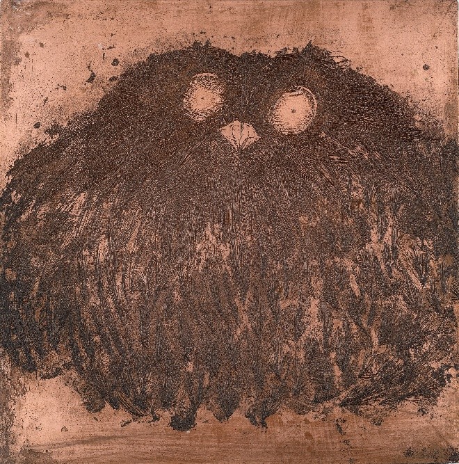 It’s #InternationalOwlAwarenessDay.  Celebrate by learning more about our current Featured Object.  This wide-eyed ball of floof was created by Philadelphia printmaker Peter Paone, who also donated the original copper plate to our museum. 

#BirdsInArt #PutABirdOnIt #Borb