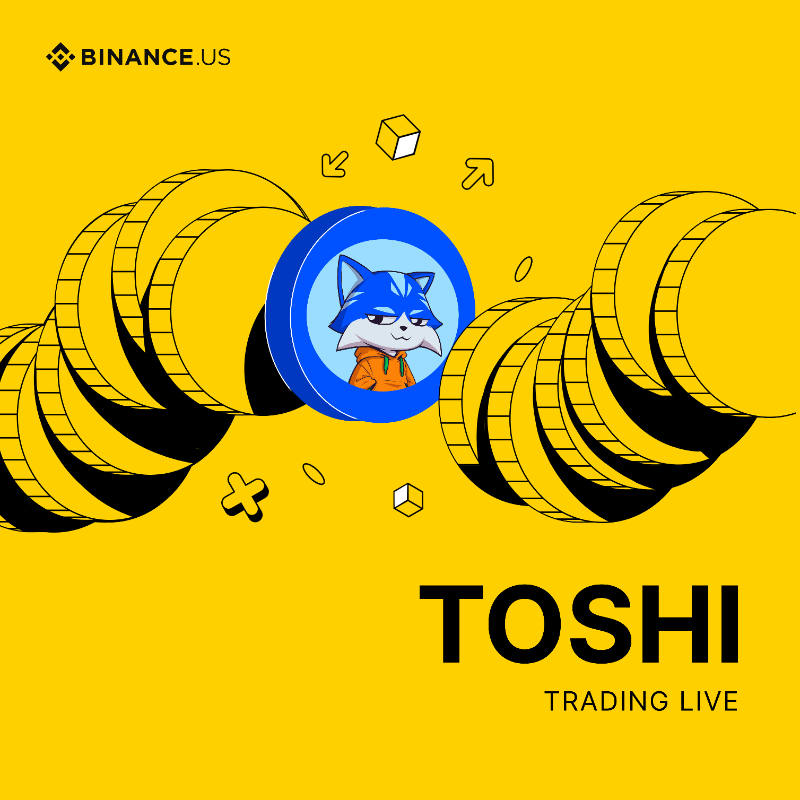 BinanceUS's tweet photo. Trading for @toshi_base is now live on https://t.co/AZwoBOgsqS! 

What’s new:
🔸 Trading is available on the TOSHI/USDT pair
🔸 Deposit or withdraw TOSHI via the BASE network