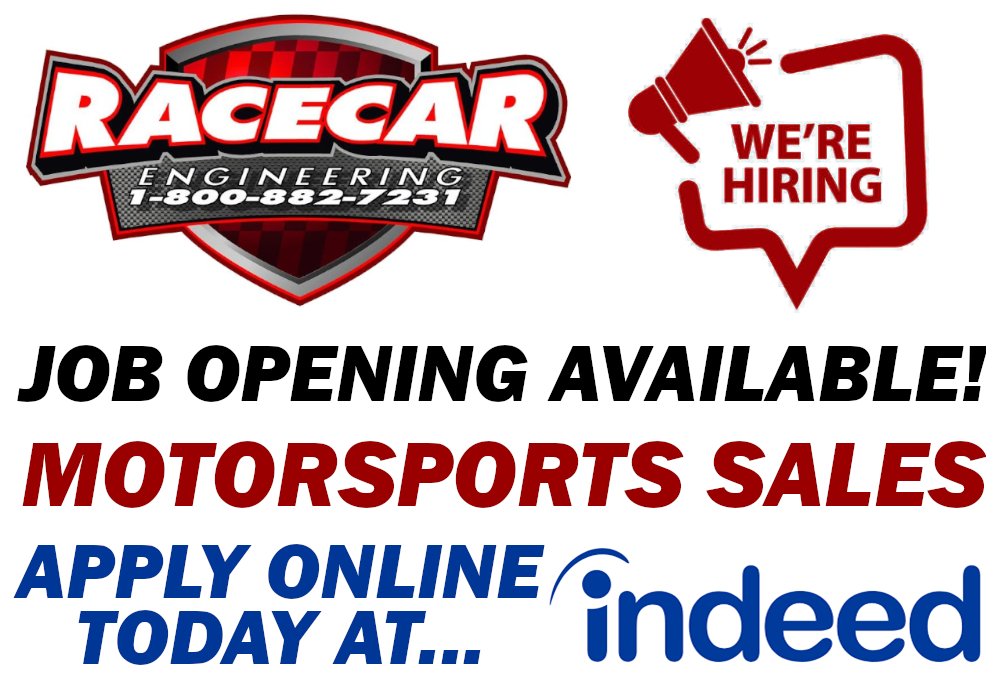 Do You Like Race Cars and Performance Machines? Get In the Fast Lane Now and Shift Your Career Into High Gear!  RCE has a Full-Time Opening at our Lakeland, Florida-based Motorsports Technical Sales Department. Apply Today Online at Indeed:  shorturl.at/tUDph