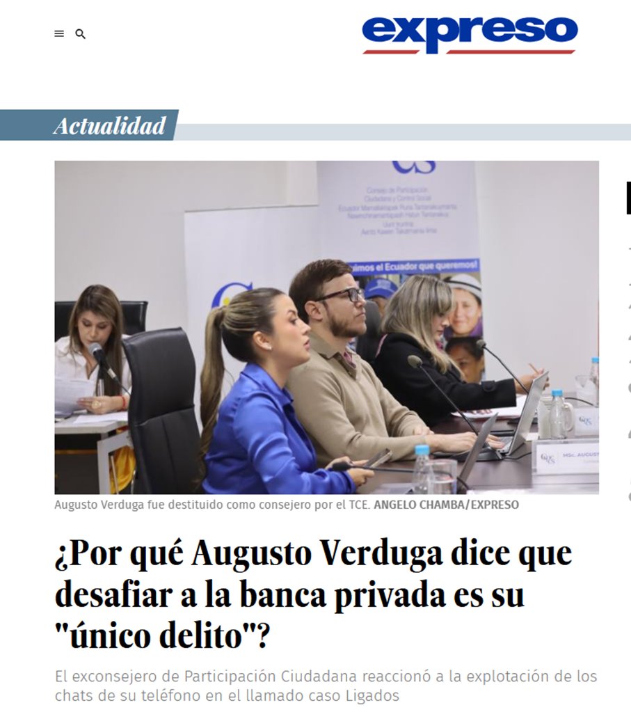 Augusto Verduga propuso controlar a los banqueros, y casi le cuesta la vida. Hoy los banqueros hacen lo q quieren, hasta se dan el gusto de salir de sus oficinas a insultar a sus clientes y poner en jaque los depósitos de la gente.

¡El país debe despertar y salir a las calles!