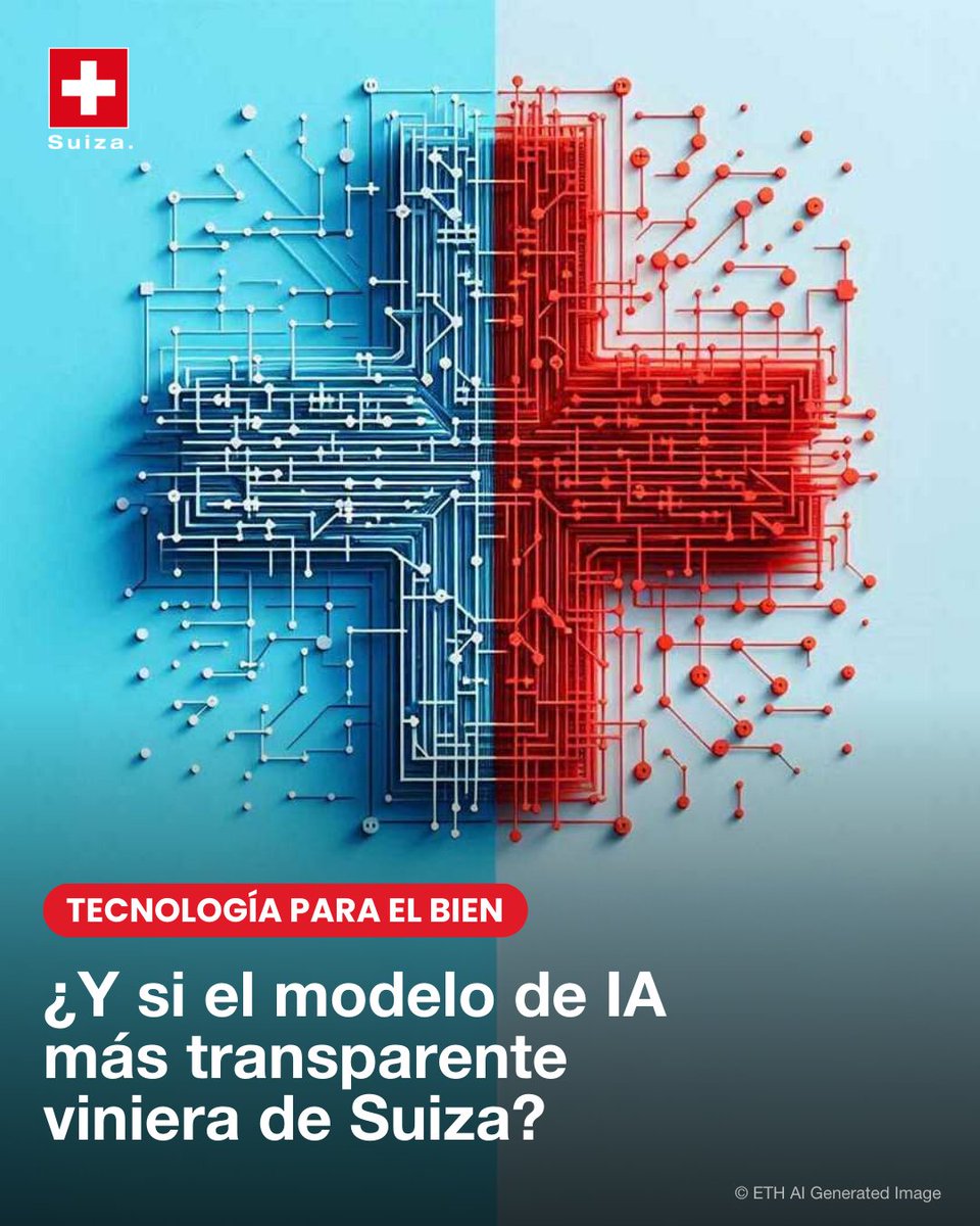 ¿Y si la #IA se creara para el bien público?
Suiza 🇨🇭 lanzará un potente modelo de lenguaje multilingüe (+1.000 idiomas), de código abierto y entrenado con energía 100% verde. Buscamos que se convierta en un referente de IA responsable, con transparencia, inclusión y soberanía.