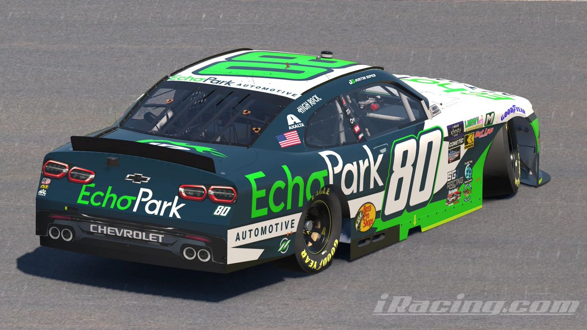 Check out this stunning livery featuring EchoPark, submitted by Justin Sipes. Created using NASCAR Class B - 017, this design showcases the capabilities of Sim Wrap Market products.