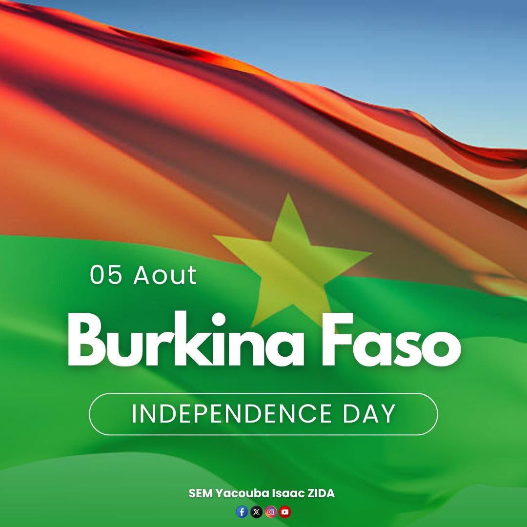 SemZida's tweet image. Je vous souhaite à toutes et à tous une excellente commémoration de l’indépendance. 

𝐃𝐢𝐞𝐮 𝐛𝐞́𝐧𝐢𝐬𝐬𝐞 𝐥𝐞 𝐁𝐮𝐫𝐤𝐢𝐧𝐚 𝐅𝐚𝐬𝐨 

𝐒𝐄𝐌 𝐘𝐚𝐜𝐨𝐮𝐛𝐚 𝐈𝐬𝐚𝐚𝐜 𝐙𝐈𝐃𝐀