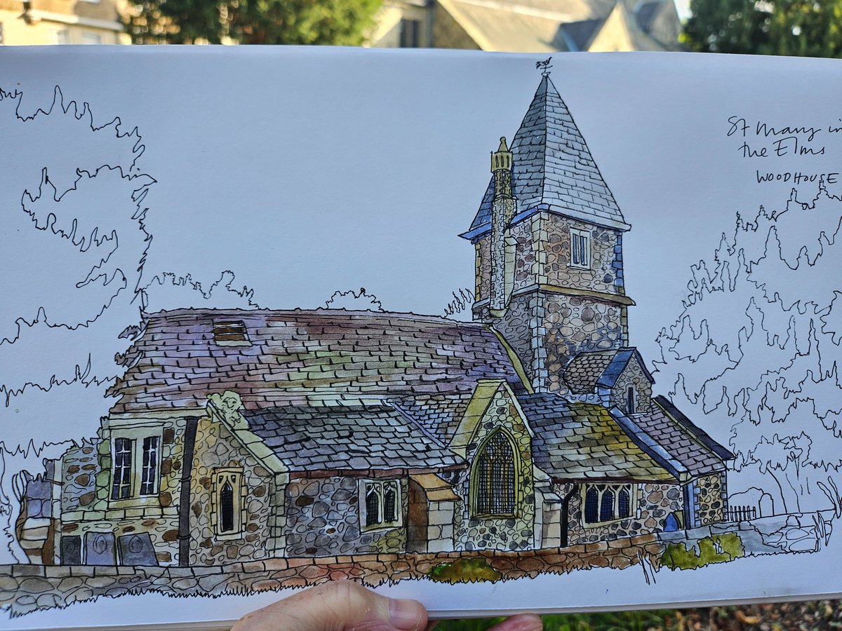 Finally got to draw another one of the churches I see on my commute! St Mary in the Elms, Woodhouse (what a lovely name) was great to stare at for a couple of hours.  Delighted to meet the vicar too as she came over to see me and made me feel very welcome.