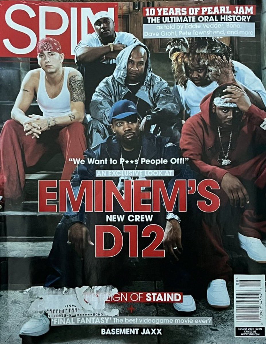 Spin, August 2001 featuring Eminem’s New Crew D12