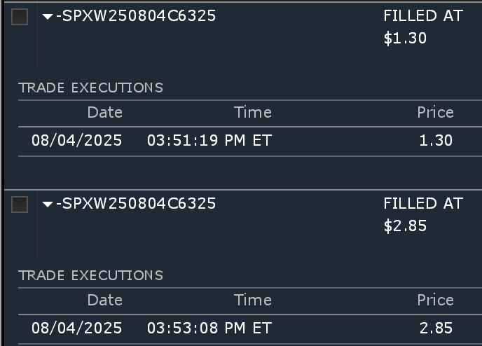 Here's a couple of my trades from the space today👇

$SPX +70% ✅
$SPX +120% ✅

BOTH TRADES WERE UNDER 2 MINUTES EACH! All in real-time, no bs, no fluff, just straight sniping the market on a daily basis!

Hope you guys made some money with me! Have a great rest of your day!