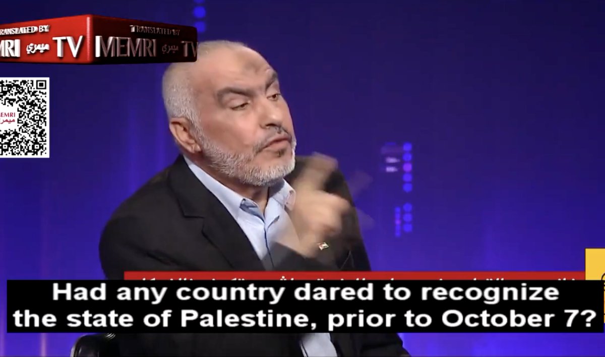 Hamas leader Ghazi Hamad blatantly lied on air, claiming no country had dared to recognize the State of Palestine before October 7th—when in reality, over 140 countries had already done so.

This level of ignorance and stupidity would be funny—if it weren’t so embarrassingly