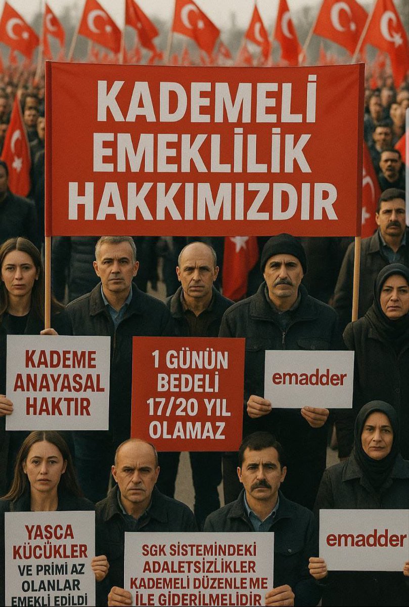 8 Eylül 1999’da işe giren emekli olurken,9 Eylül 1999’da işe giren 17-20 yıl geç emekli oluyorsa
bu adalet değil, zulümdür!
Yıllarca alın teri döken, ülkesine hizmet eden milyonlar,
ayrıcalık değil, hakkımızı istiyoruz!
<a href="/EmadDernegi/">EMEKLİLİKTE ADALET DERNEĞİ ⚖️</a>
#KademeHakkınıVerin