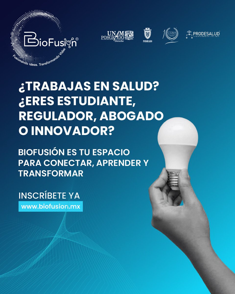 Biofusion_'s tweet photo. 💡¿Trabajas, regulas, estudias o emprendes en salud e innovación?
#BioFusión2025 es para ti.
📅 20-22 de agosto
💻 100% virtual | 🎓 Constancia
🔗 Regístrate en: https://t.co/iRsedob2x8
#CienciaQueTransforma #SaludLatam #CongresoVirtual https://t.co/BTlba3u0OQ