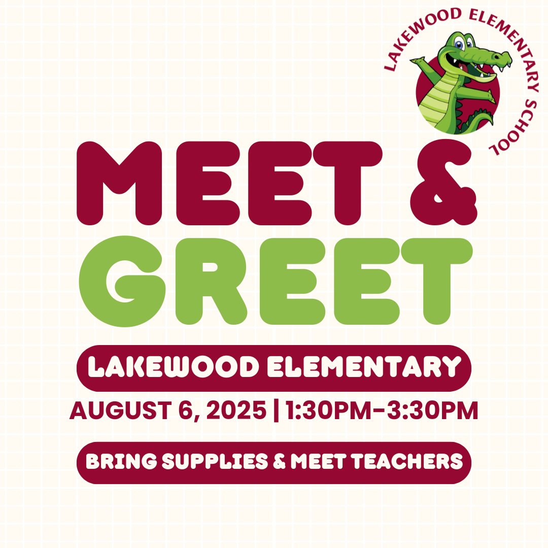 Please join us for our annual Meet &amp; Greet this Wednesday, August 6th from 1:30-3:30 PM. 📒✏️📚

⭐️We can't wait to see all of our Gators! ⭐️