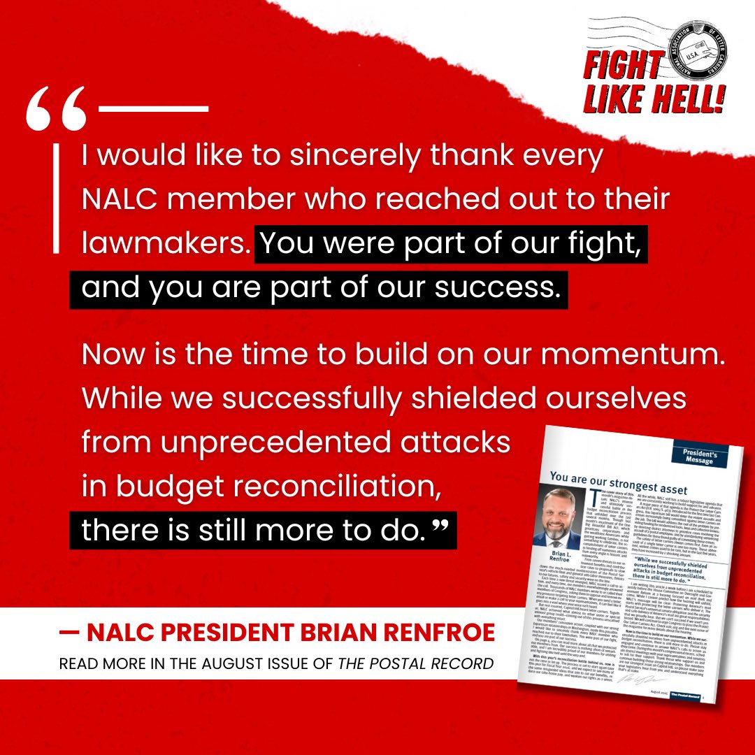 Letter Carriers (@nalc_national) on Twitter photo In this month’s President’s Message, <a href="/BrianRenfroe19/">Brian L. Renfroe</a> discusses the power of our united strength and what’s ahead.
🔗 nalc.org/news/the-posta… In this month’s President’s Message, <a href="/BrianRenfroe19/">Brian L. Renfroe</a> discusses the power of our united strength and what’s ahead.
🔗 nalc.org/news/the-posta…
