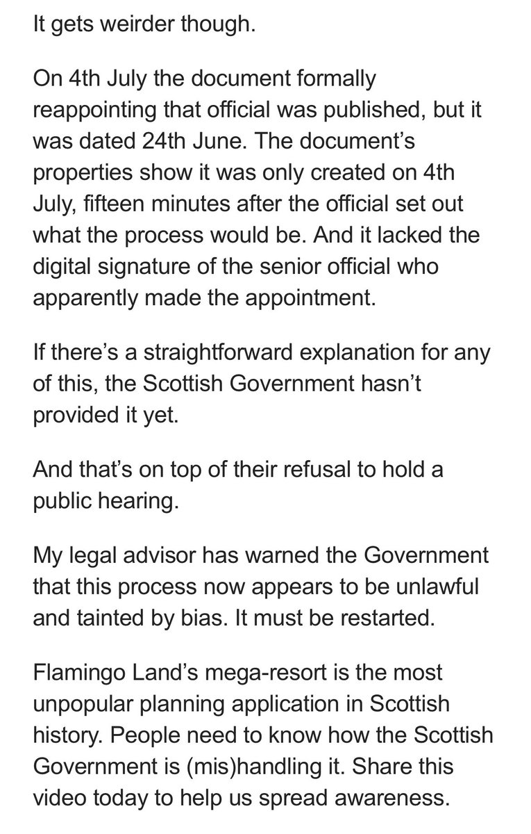 IndyP 🦕🐘⚡️ (@indypenguine) on Twitter photo #SaveLochLomond
🚨Scottish Minister <a href="/Ross_Greer/">Ross Greer</a>
Document Reappointing Official =
- Digital Signature MISSING
- Date MISALIGNMENT
“I don’t say this lightly, but I’m increasingly worried that the Scottish Government’s handling of Flamingo Land’s appeal could be unlawful.” #SaveLochLomond
🚨Scottish Minister <a href="/Ross_Greer/">Ross Greer</a>
Document Reappointing Official =
- Digital Signature MISSING
- Date MISALIGNMENT
“I don’t say this lightly, but I’m increasingly worried that the Scottish Government’s handling of Flamingo Land’s appeal could be unlawful.”