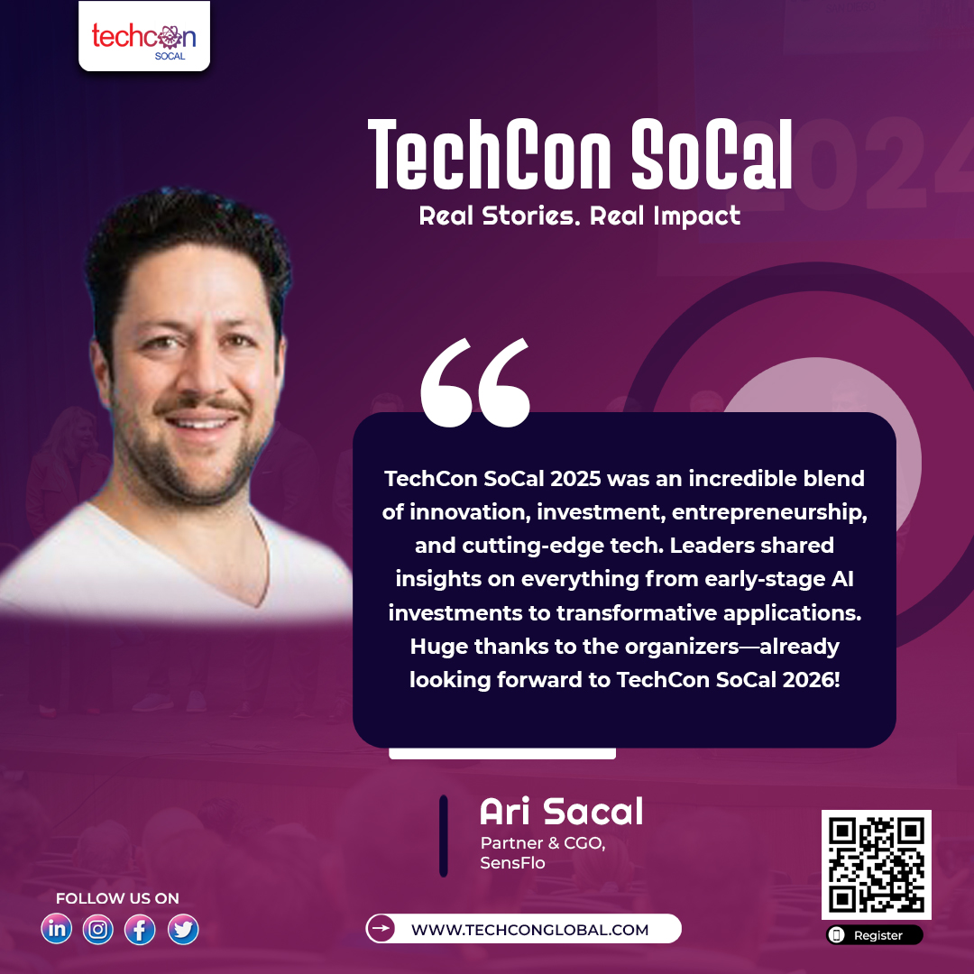 🌐 Tech. Vision. Impact.

Ari Sacal, CGO at SensFlo, shares his thoughts on the innovation energy at TechCon SoCal 2025 from early AI to bold ideas shaping 2026.

#TechConSoCal #AriSacal #FutureOfAI #NextWaveTech #StartupMomentum