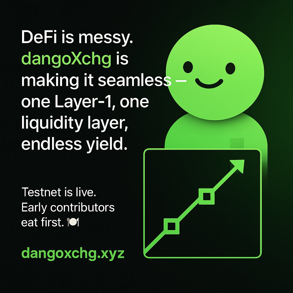 w3_alpha's tweet photo. DeFi is messy.
dangoXchg is making it seamless one Layer-1, one liquidity layer, endless yield
Testnet is live Early contributors eat first
https://t.co/iT3yITyz2u
#dangoXchg #DeFi #Crypto #YieldLayer @Galaxy https://t.co/fxLdlbHmYC