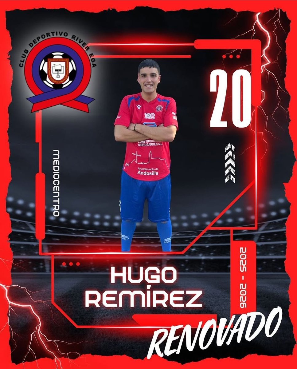 OFICIAL:
✅ CALIDAD Y PULMÓN EN MEDIO CAMPO.
🫡 Desde Lodosa renueva Hugo Remírez. Volverá a vestir la elástica rojilla en la 25/26 dirigiendo las operaciones del equipo desde el medio campo. 2a temporada en el Municipal Andola para el joven futbolista lodosano.
✍️ Gracias Hugo.