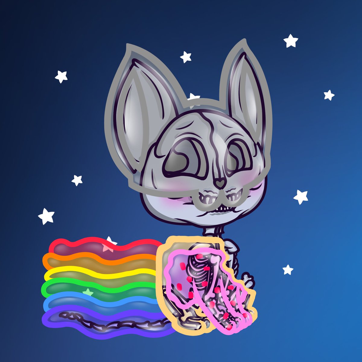 Gn🌙

Rest well!

Meet 

Nyan Skelekat🌈🐈‍⬛

Coming soon……

Stay tuned😻

#Randocats