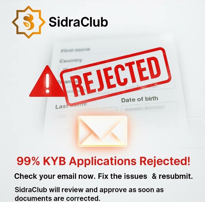 🇶🇦موسى صالحو (@musasalihu13671) on Twitter photo SidraClub just rejected 99% of KYB applications - blurry docs & wrong info were the main reasons.
If you applied, check your email now. You’ll see what needs fixing.
Correct it. Resubmit. Your business will be approved ASAP after review.
<a href="/sidrachain/">SidraChain</a> SidraClub just rejected 99% of KYB applications - blurry docs & wrong info were the main reasons.
If you applied, check your email now. You’ll see what needs fixing.
Correct it. Resubmit. Your business will be approved ASAP after review.
<a href="/sidrachain/">SidraChain</a>