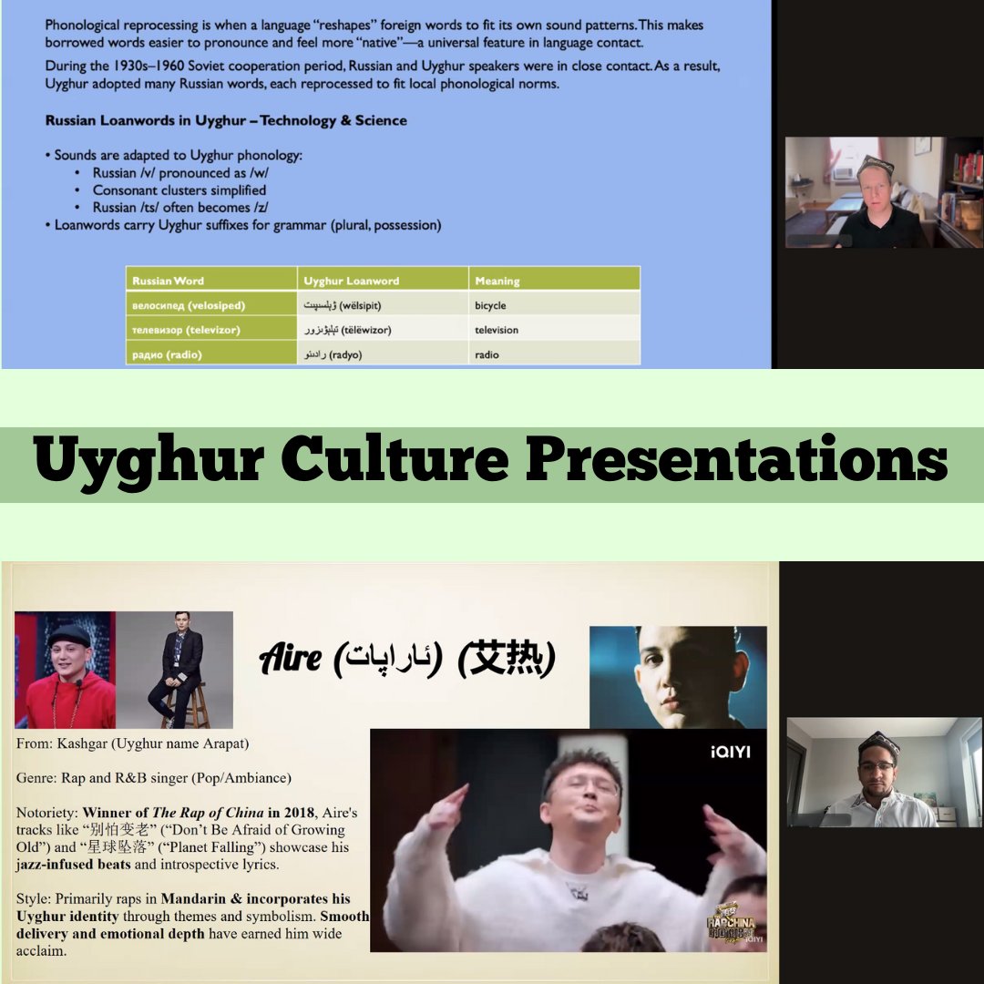 On Friday, July 25, all CESSI students and instructors got together for presentations about Uyghur culture. Students presented on a variety of topics, ranging from loan words in Uyghur, music, and Uyghur cultural gatherings. All the students of Uyghur were excited to share! 🎉