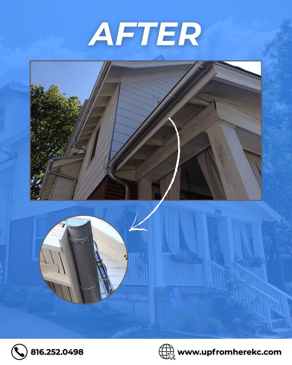upfromherekc's tweet photo. 𝗢𝘂𝘁 𝘄𝗶𝘁𝗵 𝘁𝗵𝗲 𝗼𝗹𝗱, 𝗶𝗻 𝘄𝗶𝘁𝗵 𝘁𝗵𝗲 𝘀𝗲𝗰𝘂𝗿𝗲! 💧

Check out this transformation—worn-out gutters replaced with a clean, durable system built to protect this home year-round. 🏠

Don't wait for the next storm to expose weak spots. https://t.co/SOUPPC58hh