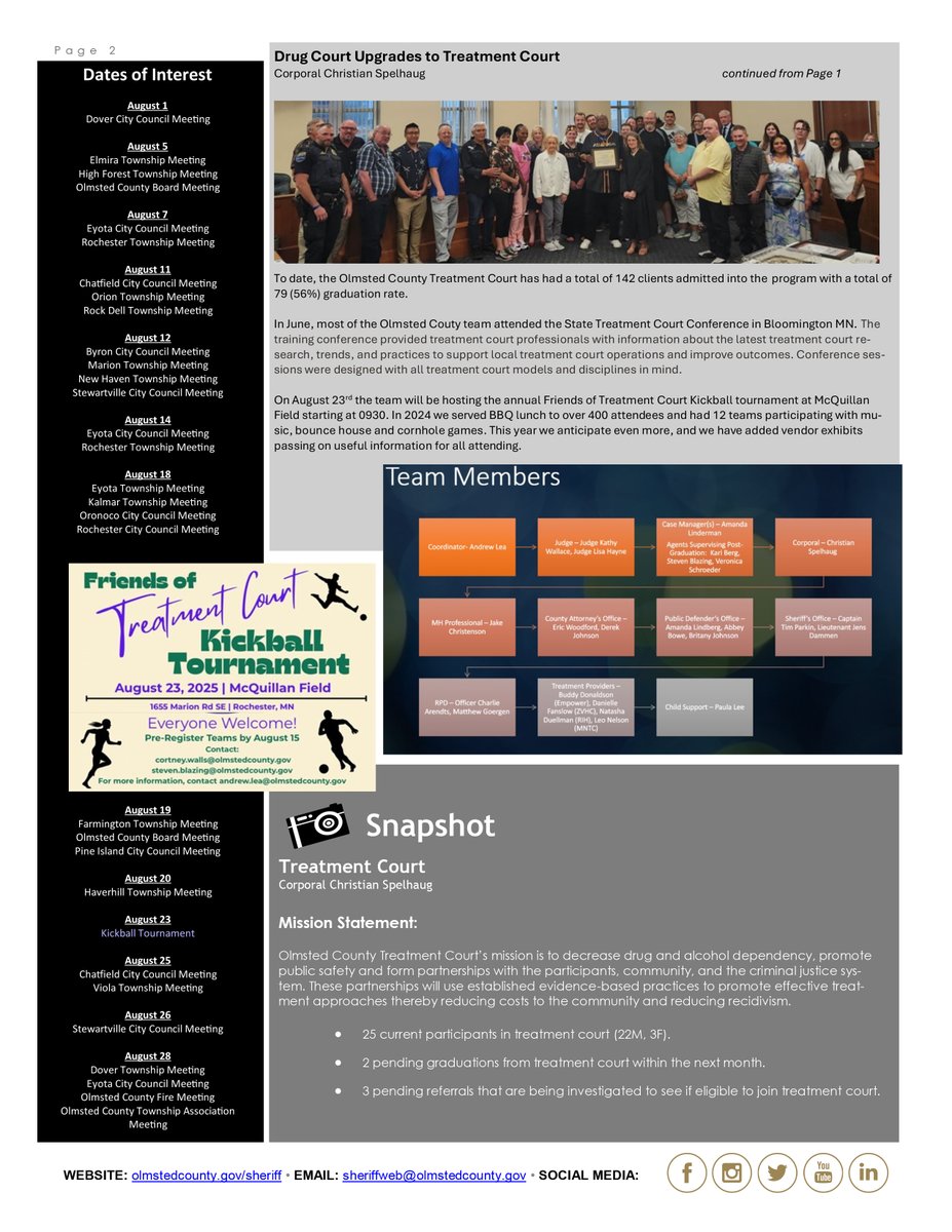The August 2025 edition of the Olmsted County Sheriff's Office Newsletter is available.

Website Version: bit.ly/4lWVQql
.PDF Version: bit.ly/3H9g7Kk

#OlmstedCounty
