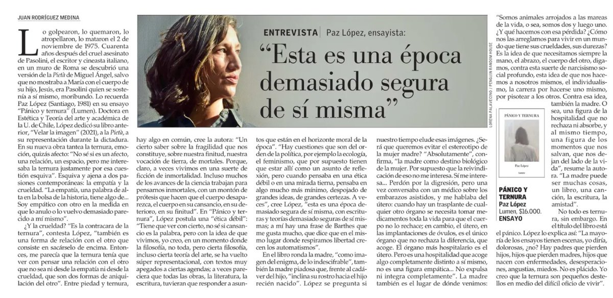 J_Rodriguez_Eme's tweet image. La semana antepasada entrevisté a Paz López @PazLopC sobre Pánico y ternura, @penguinlibroscl: &quot;Esta es una época demasiado segura de sí misma&quot;. Y esta semana escribí un recuadro con libros y películas a propósito de los 80 años de las bombas atómicas contra Hiroshima y Nagasaki.