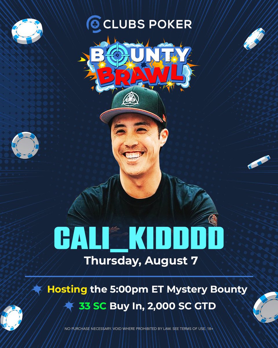 <a href="/playonclubs/">Clubs Poker</a> has a Bounty Series running with 5,000SC ADDED to the leaderboard bonus. Plus, you can bust me on Thursday for a 50SC bounty on ALL of my bullets! So, I promise to punt off a few! Sign up here: play.clubs.poker/d/?bonusCode=C…